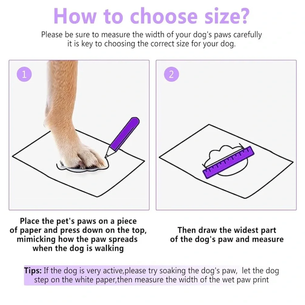 Lavender Dog Boots for Large Dogs - Adjustable Protective Paw Covers